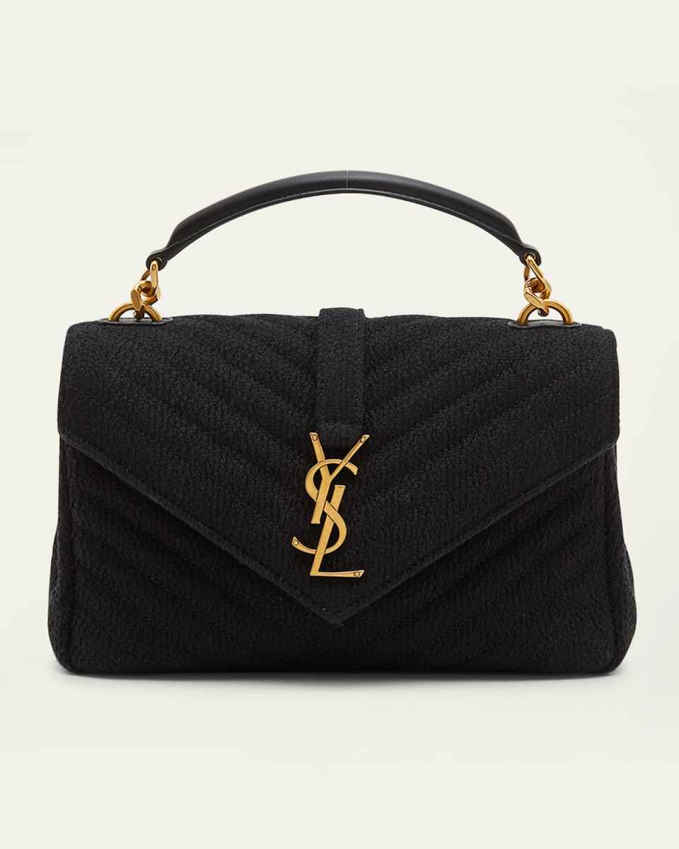 College Medium Flap YSL Shoulder Bag in Quilted Tweed